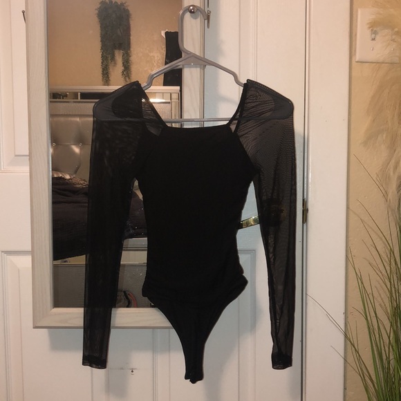 rue 21 cinched black bodysuit. WORN ONCE. - Picture 2 of 2